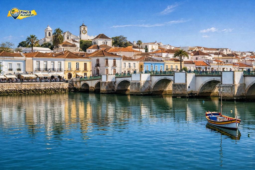 Historic Tavira town and Roman bridge in the eastern Algarve Portugal
