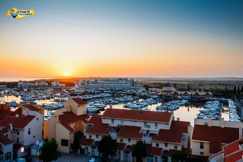 Vilamoura marina in the Algarve with yachts restaurants and waterfront promenade
