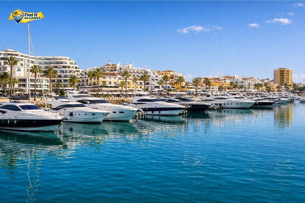 Vilamoura marina with luxury yachts in the central Algarve Portugal