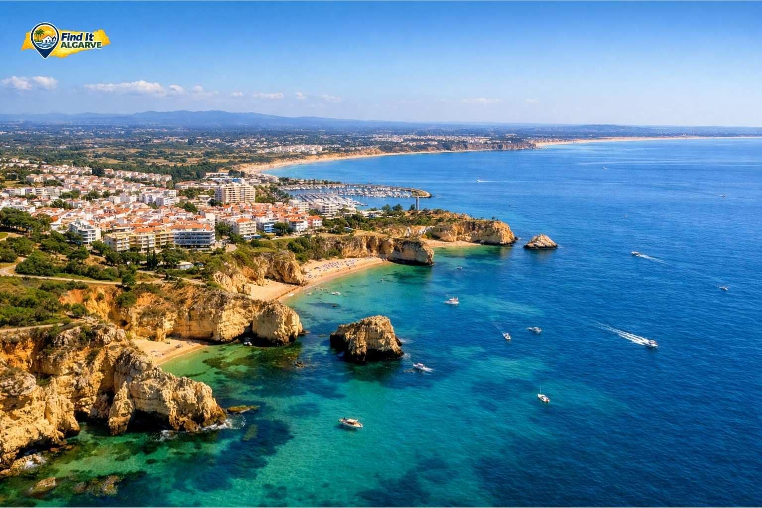 Beautiful coastline and towns in the Algarve Portugal where many expats choose to live