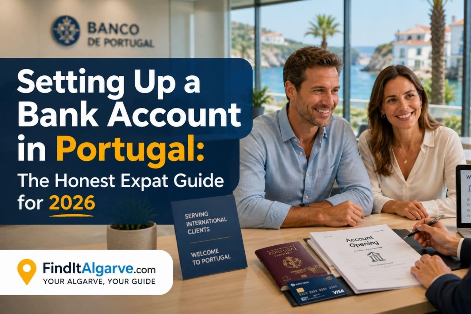 Person using online banking on a laptop in the Algarve Portugal
