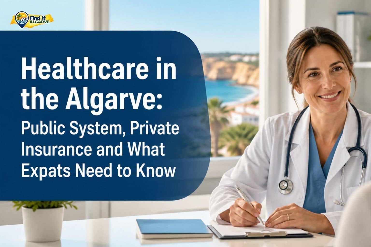 Doctor consulting a patient at a private clinic in the Algarve Portugal